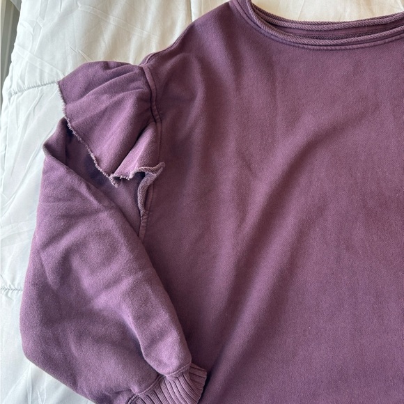 Aerie Purple Ruffle Crewneck Raw Hem - Picture 2 of 3